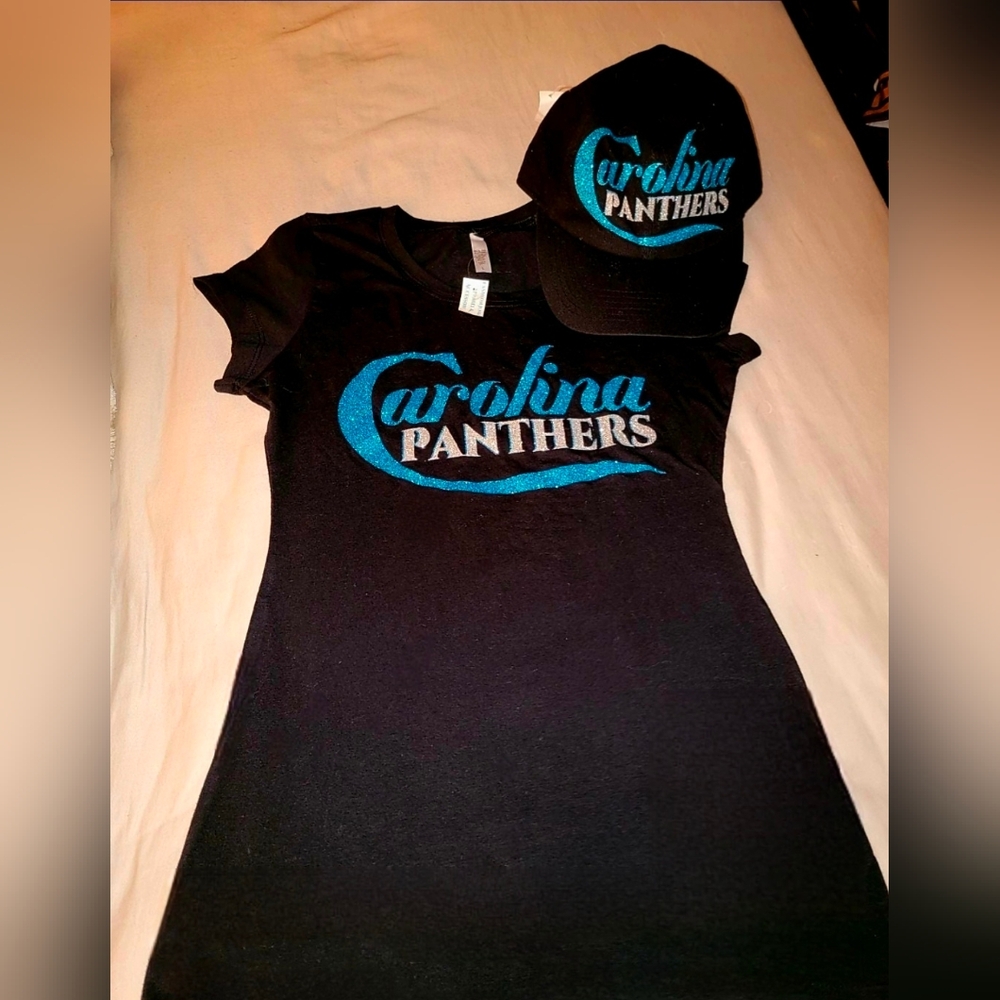 Carolina Panthers Black T-Shirt and Hat